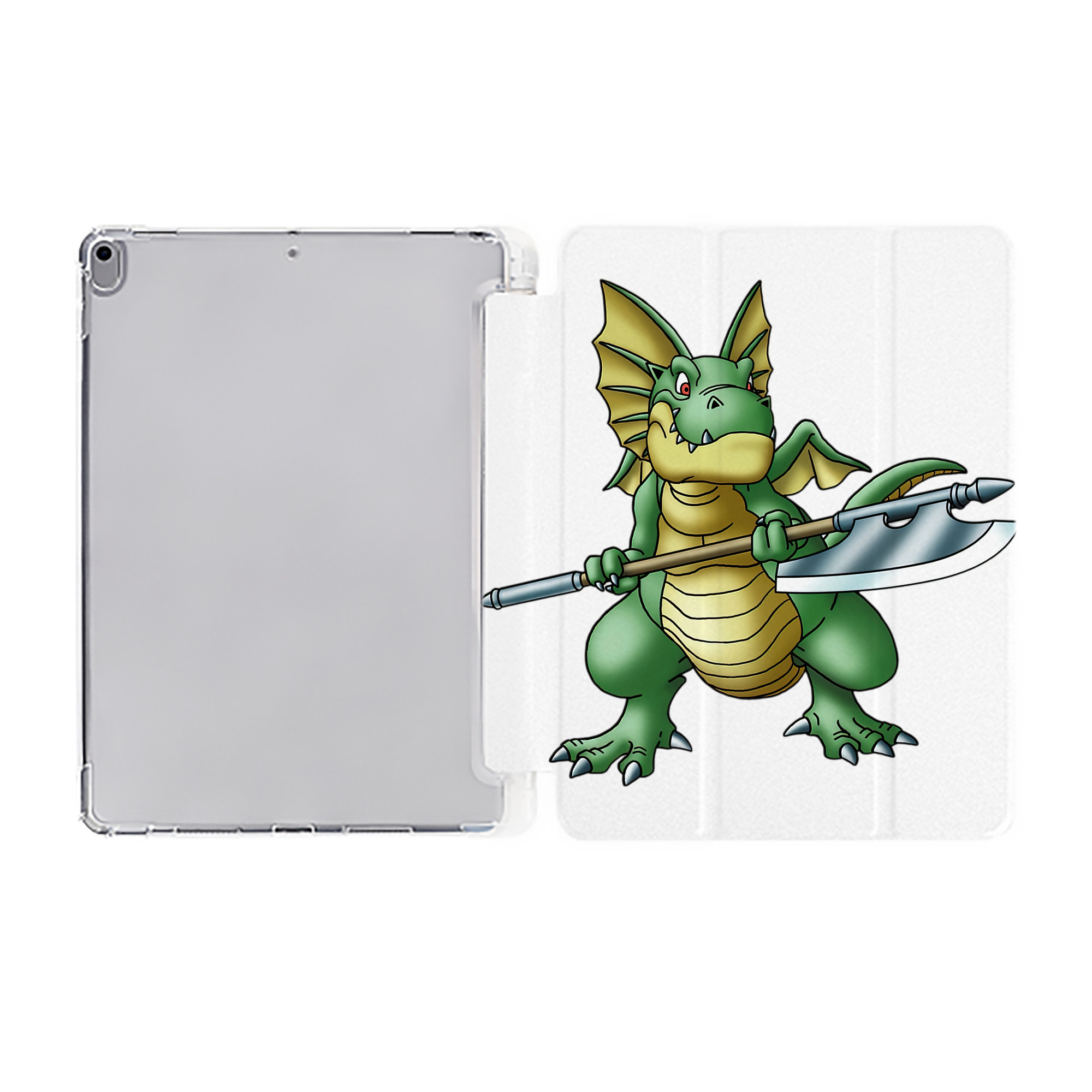 （画像用） ドラゴンクエスト Doragon Kuesuto Dragon Quest IPad ケース ペン収納付き 三つ折りスタンド PUレザー×シリコン 対応機種9.5/10.5/10.9インチ